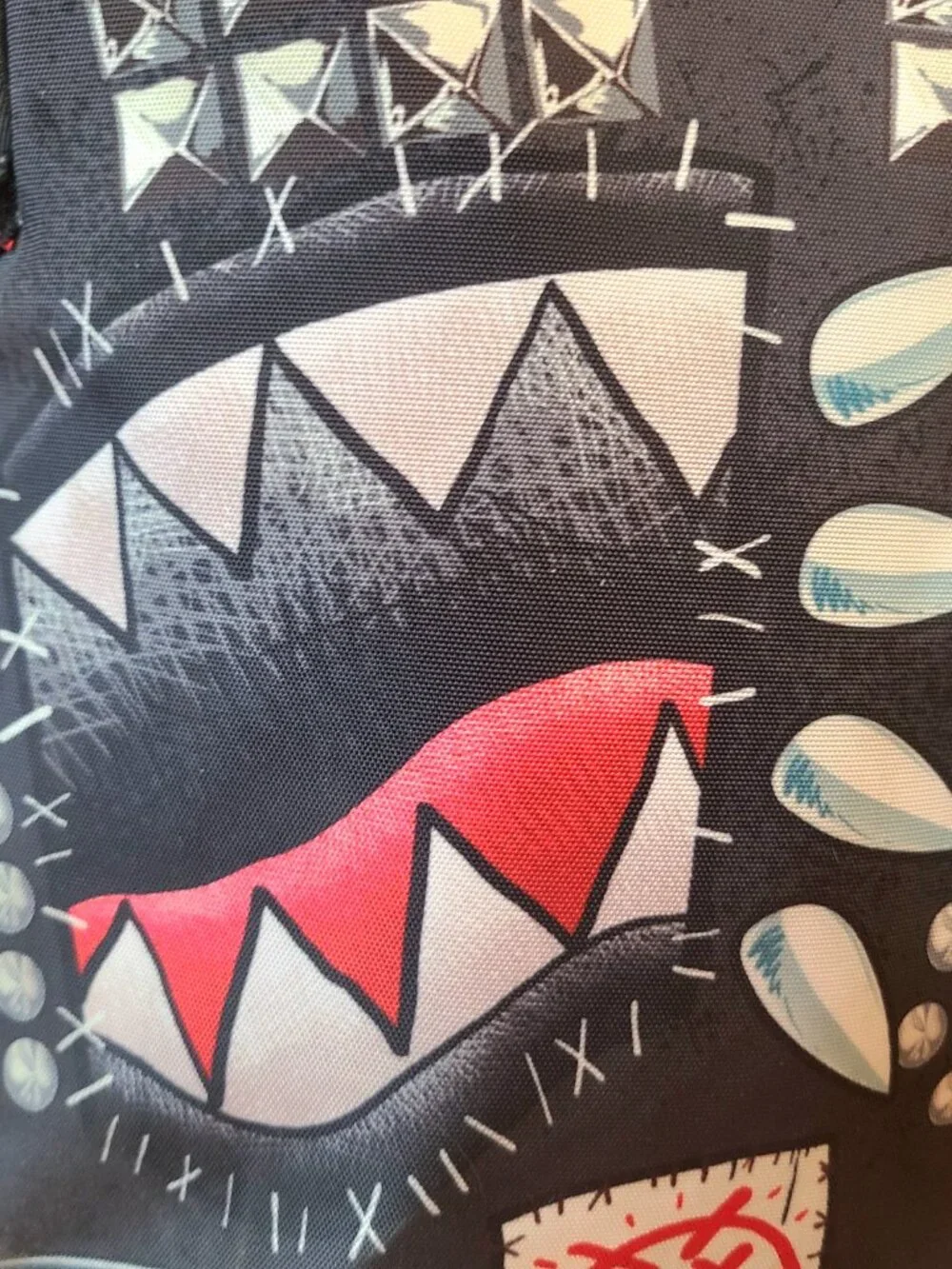 Sprayground Punk Shark Goth Alt Backpack Black Red Plaid